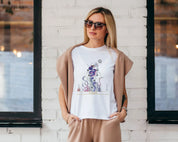 【昇運・守護・縁結びの京都一筆龍】 龍神御加護の絵画Tシャツ明朝体【守護紫蒼双龍】