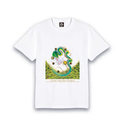 【昇運・守護・縁結びの京都一筆龍】 龍神御加護の絵画Tシャツ明朝体【守護緑龍】