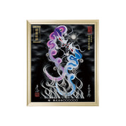 【昇運・守護・縁結びの京都一筆龍】 龍神御加護の絵画(小)【守護紫蒼双龍】