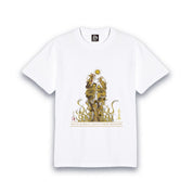 【昇運・守護・縁結びの京都一筆龍】 龍神御加護の絵画Tシャツゴシック体【昇運金金双龍】