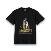 【昇運・守護・縁結びの京都一筆龍】 龍神御加護の絵画Tシャツ明朝体【昇運虹白双龍】