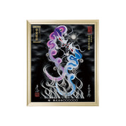 【昇運・守護・縁結びの京都一筆龍】 龍神御加護の絵画(小)【守護紫蒼双龍】