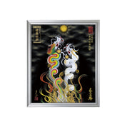 【昇運・守護・縁結びの京都一筆龍】 龍神御加護の絵画(小)【昇運虹白双龍】