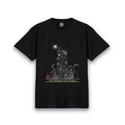 【昇運・守護・縁結びの京都一筆龍】 龍神御加護の絵画Tシャツ明朝体【昇運墨龍】