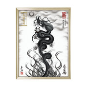 【昇運・守護・縁結びの京都一筆龍】 龍神御加護の絵画(大)【昇運墨龍】