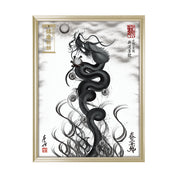 【昇運・守護・縁結びの京都一筆龍】 龍神御加護の絵画(大)【昇運墨龍】