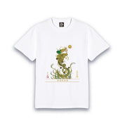 【昇運・守護・縁結びの京都一筆龍】 龍神御加護の絵画Tシャツ日本語書体【昇運緑金龍】