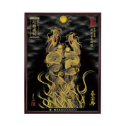 【昇運・守護・縁結びの京都一筆龍】 龍神御加護の絵画(大)【昇運金金双龍】