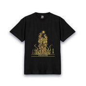 【昇運・守護・縁結びの京都一筆龍】 龍神御加護の絵画Tシャツ日本語書体【昇運金金双龍】