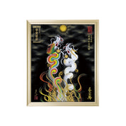 【昇運・守護・縁結びの京都一筆龍】 龍神御加護の絵画(小)【昇運虹白双龍】
