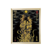 【昇運・守護・縁結びの京都一筆龍】 龍神御加護の絵画(小)【昇運金金双龍】