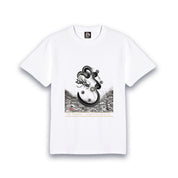 【昇運・守護・縁結びの京都一筆龍】 龍神御加護の絵画Tシャツ特殊書体【守護墨龍】