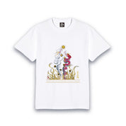 【昇運・守護・縁結びの京都一筆龍】 龍神御加護の絵画Tシャツゴシック体【縁結び桜白昇運双龍】