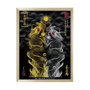 【昇運・守護・縁結びの京都一筆龍】 龍神御加護の絵画(大)【昇運黒金銀双龍】
