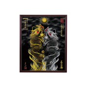 【昇運・守護・縁結びの京都一筆龍】 龍神御加護の絵画(小)【昇運黒金銀双龍】