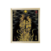 【昇運・守護・縁結びの京都一筆龍】 龍神御加護の絵画(小)【昇運金金双龍】