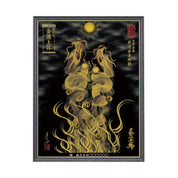 【昇運・守護・縁結びの京都一筆龍】 龍神御加護の絵画(大)【昇運金金双龍】