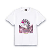 【昇運・守護・縁結びの京都一筆龍】 龍神御加護の絵画Tシャツ日本語書体【守護桜龍】