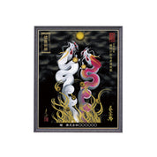 【昇運・守護・縁結びの京都一筆龍】 龍神御加護の絵画(小)【縁結び桜白昇運双龍】