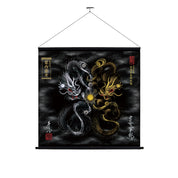 【昇運・守護・縁結びの京都一筆龍】神社、寺院樣の御礼／御守お祀り専用幕（大）【守護黒金銀双龍】