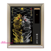 【昇運・守護・縁結びの京都一筆龍】神社、寺院樣の御礼／御守お祀り専用額（特注）【昇運黒金銀双龍】