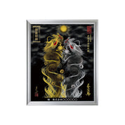 【昇運・守護・縁結びの京都一筆龍】 龍神御加護の絵画(小)【昇運黒金銀双龍】