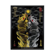 【昇運・守護・縁結びの京都一筆龍】 龍神御加護の絵画(大)【昇運黒金銀双龍】