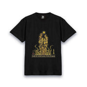 【昇運・守護・縁結びの京都一筆龍】 龍神御加護の絵画Tシャツ明朝体【昇運金金双龍】