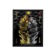 【昇運・守護・縁結びの京都一筆龍】 龍神御加護の絵画(小)【昇運黒金銀双龍】