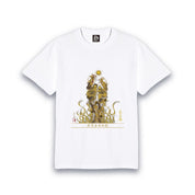 【昇運・守護・縁結びの京都一筆龍】 龍神御加護の絵画Tシャツ日本語書体【昇運金金双龍】