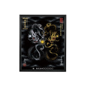 【昇運・守護・縁結びの京都一筆龍】 龍神御加護の絵画(小)【守護黒金銀双龍】