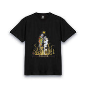 【昇運・守護・縁結びの京都一筆龍】 龍神御加護の絵画Tシャツ日本語書体【昇運虹白双龍】