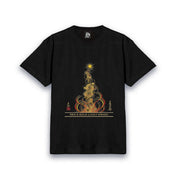 【昇運・守護・縁結びの京都一筆龍】 龍神御加護の絵画Tシャツゴシック体【昇運紅金龍】