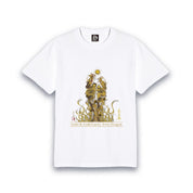 【昇運・守護・縁結びの京都一筆龍】 龍神御加護の絵画Tシャツ明朝体【昇運金金双龍】