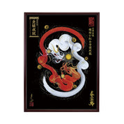 【昇運・守護・縁結びの京都一筆龍】 龍神御加護の絵画(大)【縁結び紅白守護双龍】