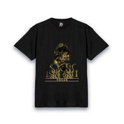 【昇運・守護・縁結びの京都一筆龍】 龍神御加護の絵画Tシャツ日本語書体【守護黒金龍】