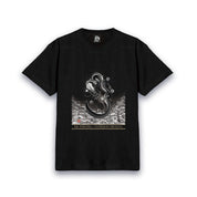 【昇運・守護・縁結びの京都一筆龍】 龍神御加護の絵画Tシャツ特殊書体【守護墨龍】