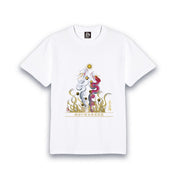 【昇運・守護・縁結びの京都一筆龍】 龍神御加護の絵画Tシャツ日本語書体【縁結び桜白昇運双龍】