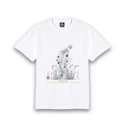 【昇運・守護・縁結びの京都一筆龍】 龍神御加護の絵画Tシャツ日本語書体【昇運白龍】