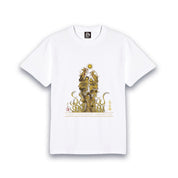 【昇運・守護・縁結びの京都一筆龍】 龍神御加護の絵画Tシャツ特殊書体【昇運金金双龍】