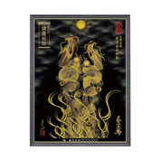 【昇運・守護・縁結びの京都一筆龍】 龍神御加護の絵画(大)【昇運金金双龍】