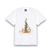 【昇運・守護・縁結びの京都一筆龍】 龍神御加護の絵画Tシャツ特殊書体【昇運紅金龍】