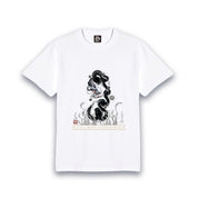 【昇運・守護・縁結びの京都一筆龍】 龍神御加護の絵画Tシャツ特殊書体【守護黒銀龍】