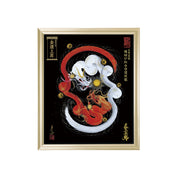 【昇運・守護・縁結びの京都一筆龍】 龍神御加護の絵画(小)【縁結び紅白守護双龍】