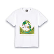 【昇運・守護・縁結びの京都一筆龍】 龍神御加護の絵画Tシャツ特殊書体【守護緑龍】