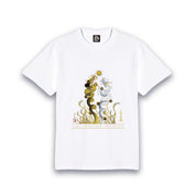 【昇運・守護・縁結びの京都一筆龍】 龍神御加護の絵画Tシャツ特殊書体【昇運金白双龍】