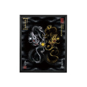 【昇運・守護・縁結びの京都一筆龍】 龍神御加護の絵画(小)【守護黒金銀双龍】