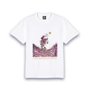 【昇運・守護・縁結びの京都一筆龍】 龍神御加護の絵画Tシャツゴシック体【昇運桜龍】