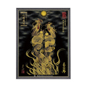 【昇運・守護・縁結びの京都一筆龍】 龍神御加護の絵画(大)【昇運金金双龍】