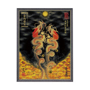 【昇運・守護・縁結びの京都一筆龍】 龍神御加護の絵画(大)【昇運紅葉双龍】